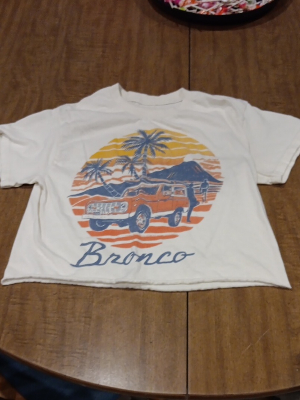 Junk Food Clothing White Juniors Tee with Orange Truck & Blue Script